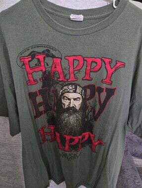 Mens Duck Dynasty 'Happy' Graphic Tee - Olive Green